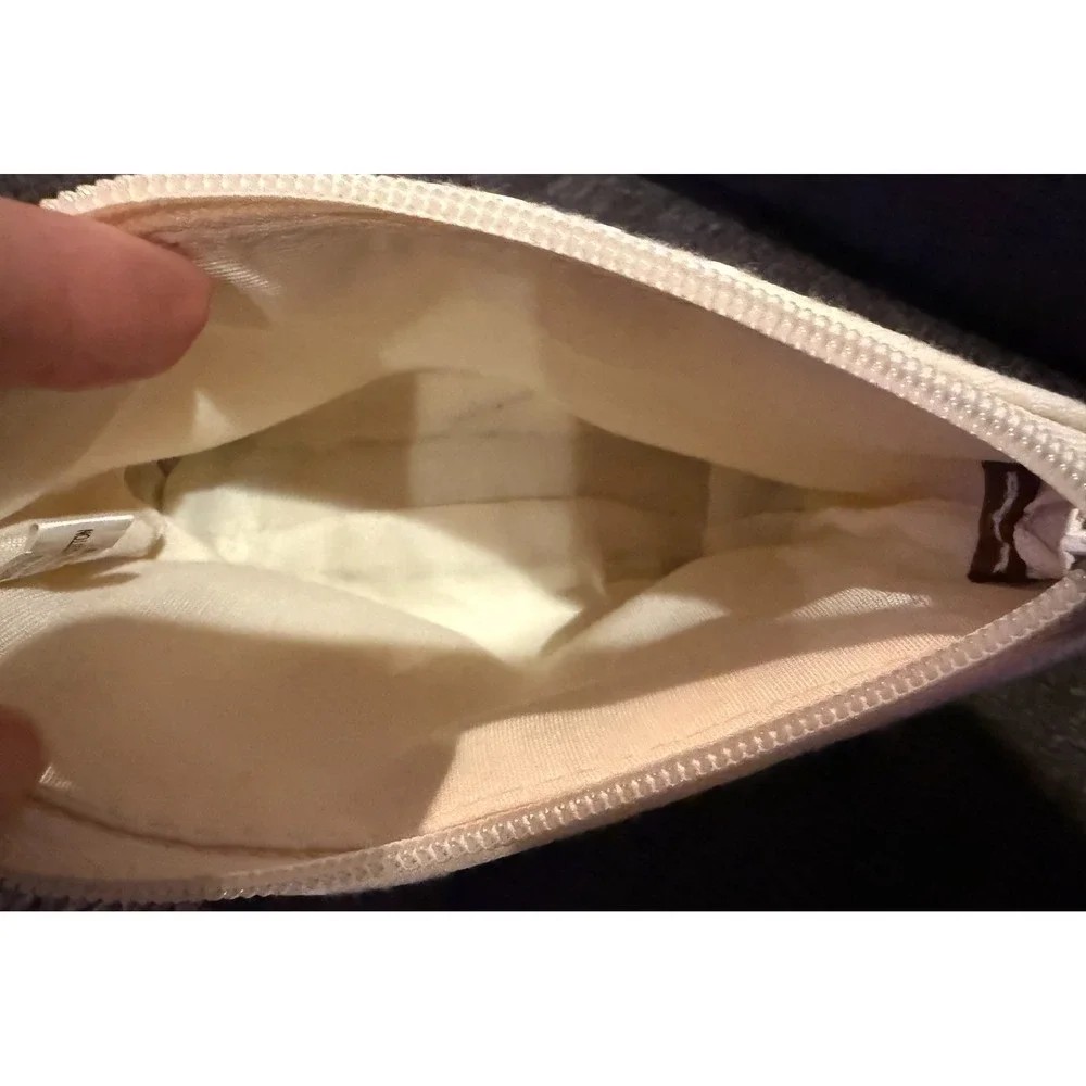 Rosetti Small Makeup Organizer Bag Ivory Dark Brown Vinyl Trim